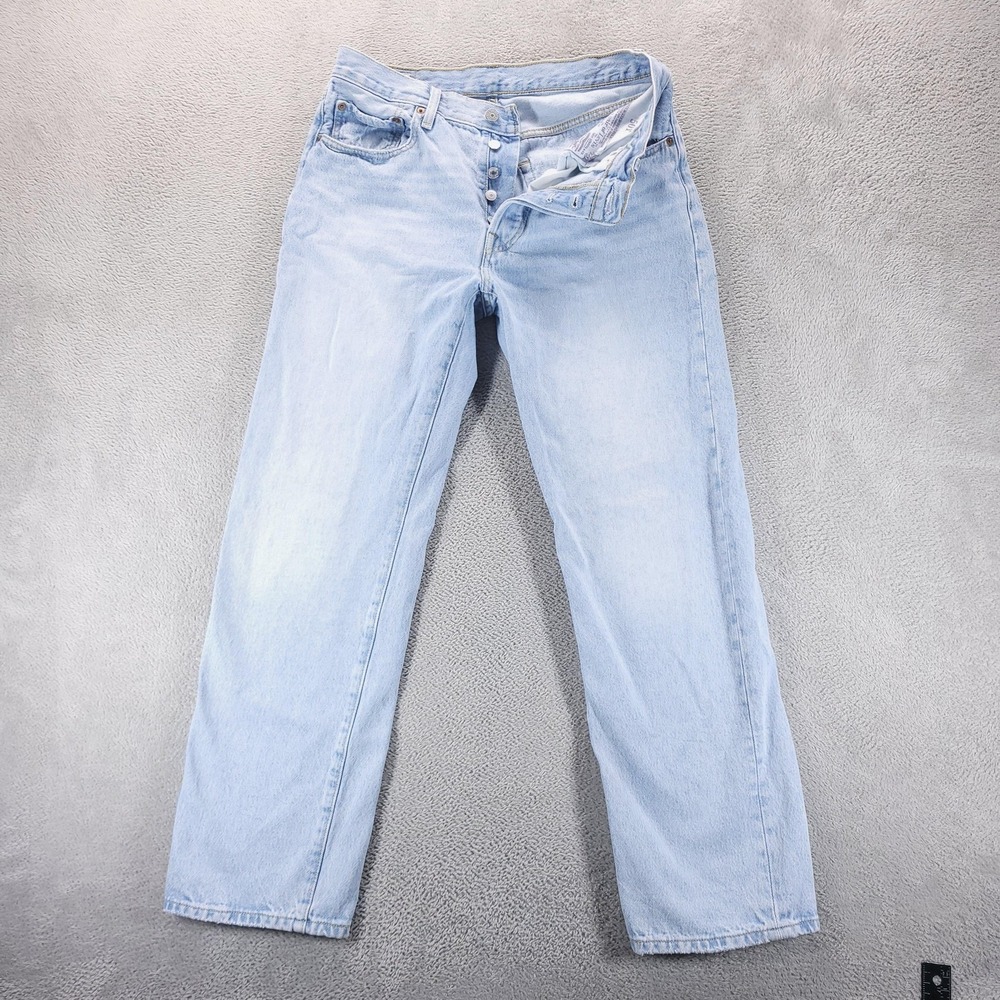 Levis 501 Jeans Womens 30 Blue 90s High Rise Straight Light Wash Button Fly